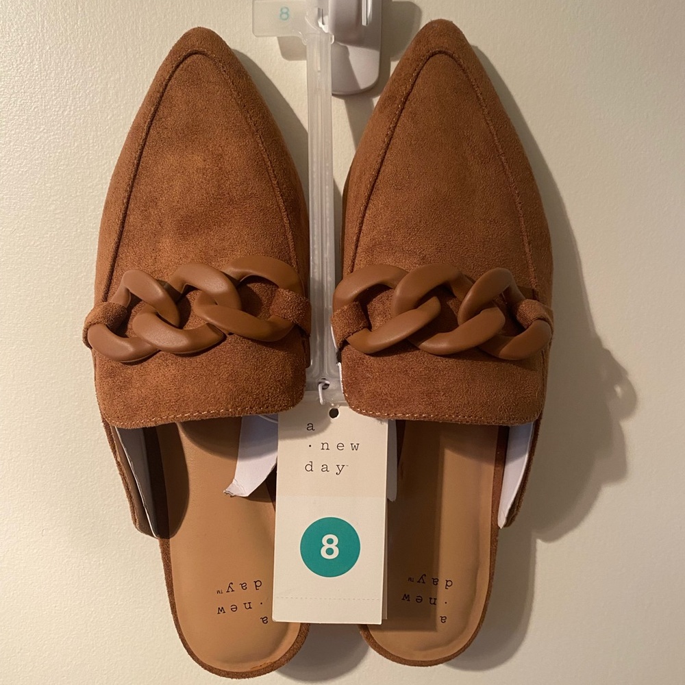 A New Day Women's Tan Loafers Mules Flats